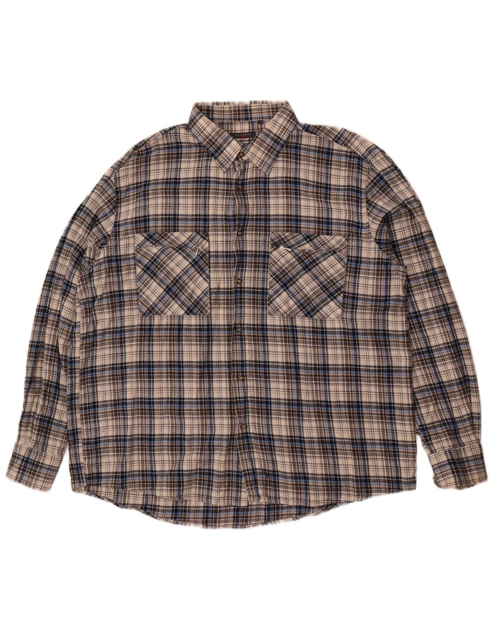 Camisa de franela para hombre Sea Barrier 2XL Algodón a cuadros gris