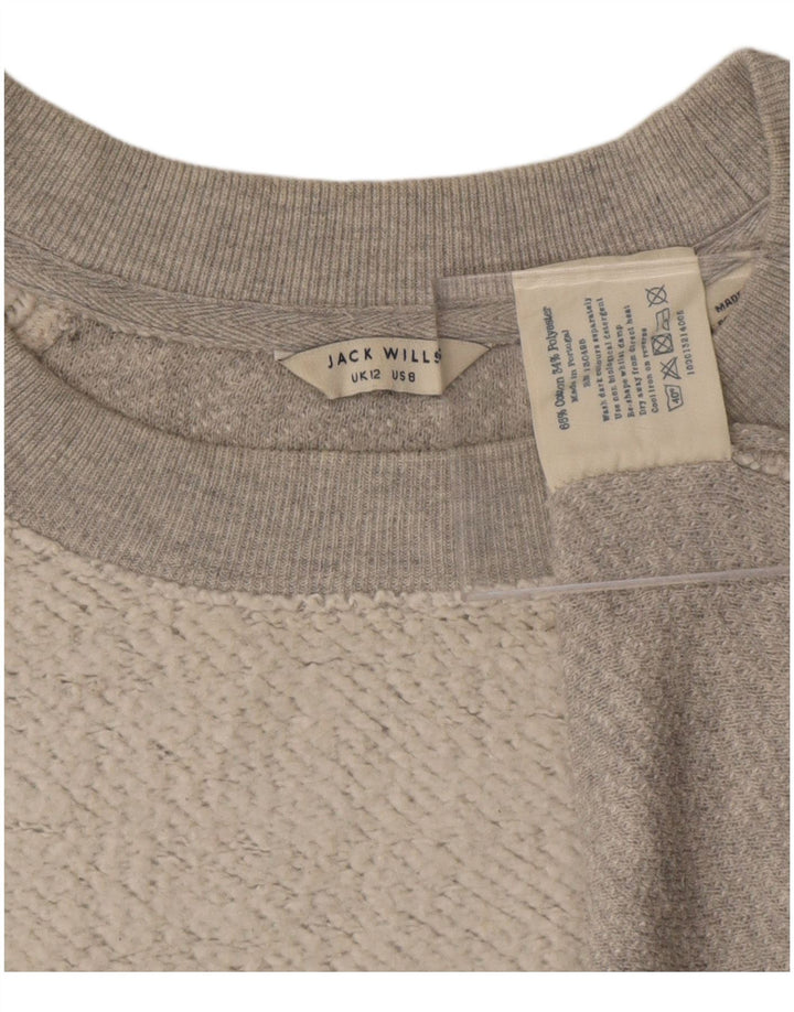 Jack Wills Sudadera corta para mujer Jumper UK 12 Algodón gris medio