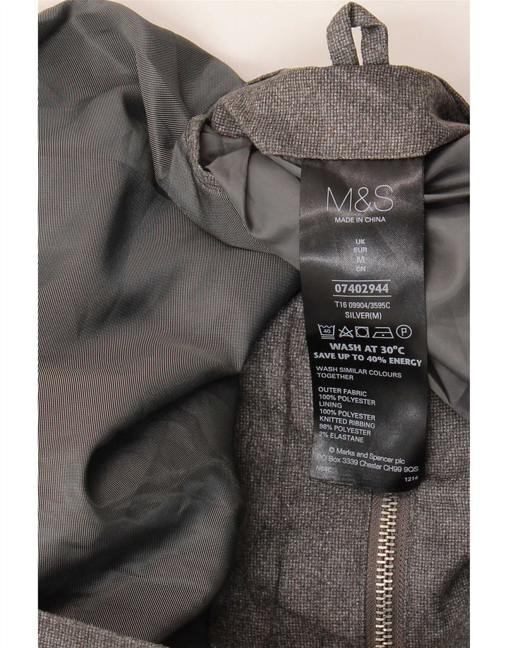 Marks & Spencer Chaqueta Bomber para Hombre UK 38 Mediana Plata Poliéster
