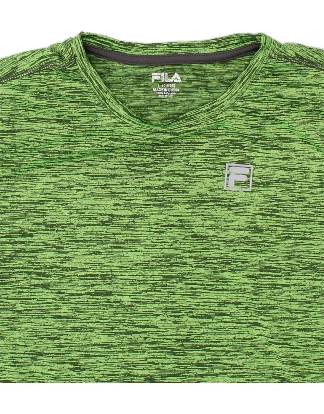 FILA Boys T-Shirt Top 14-15 Years Large Green Flecked Polyester Vintage Fila and Second-Hand Fila from Messina Hembry 