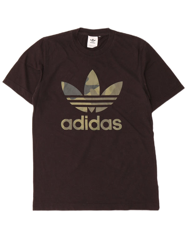 Adidas - Camiseta gráfica para hombre, talla pequeña, algodón negro