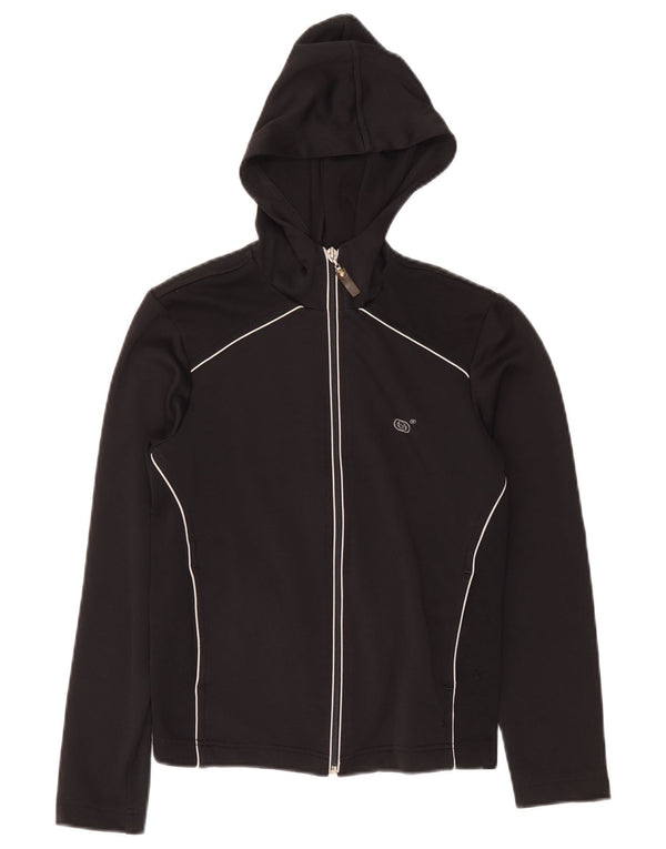 Sergio Tacchini Suéter con capucha y cremallera corta para mujer UK 10 Small Black