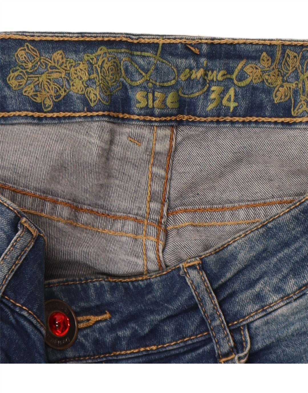 Desigual Joggers De Cintura Baja Jeans Slim W34 L32 Blue Patchwork