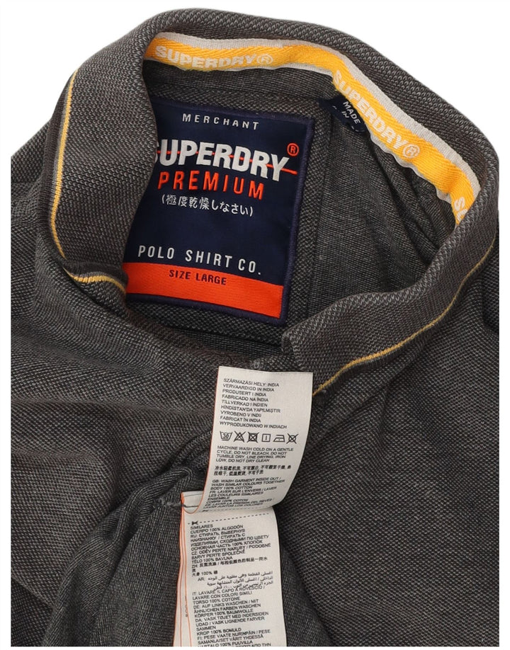 SUPERDRY Polo para hombre de algodón gris grande