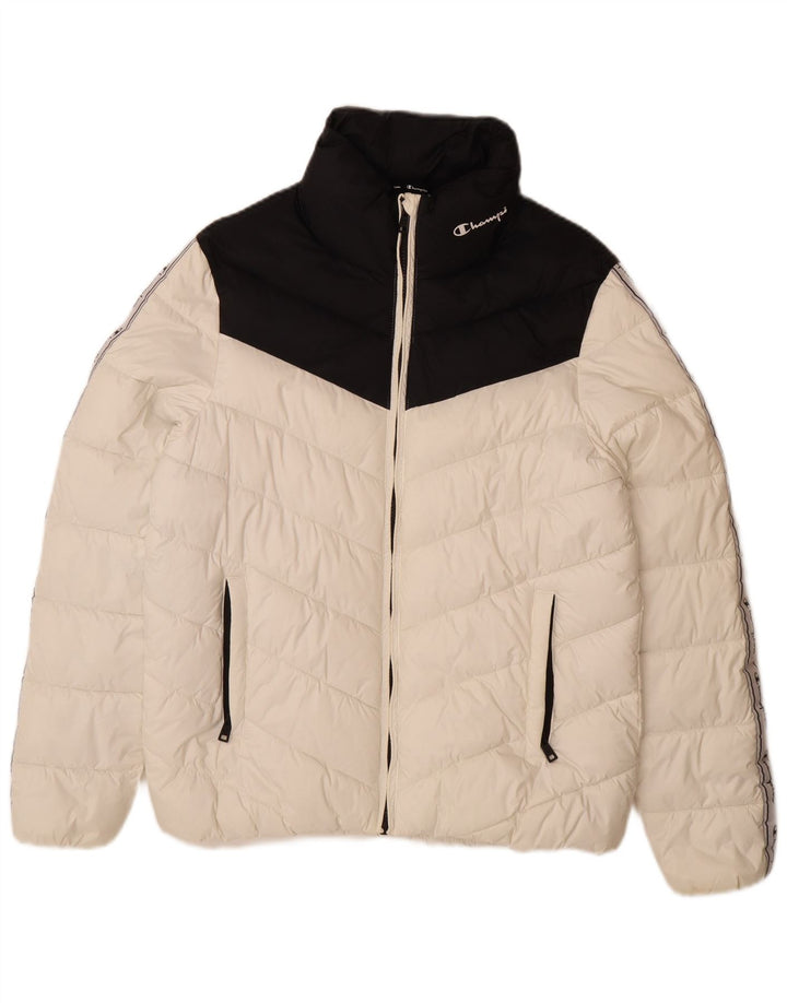 Champion Chaqueta Acolchada Gráfica Para Mujer UK 46 Grande Blanco Colorblock
