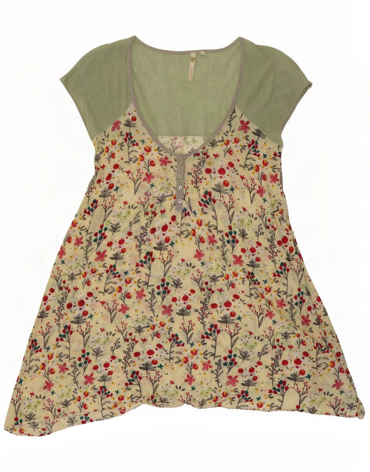 White Stuff Vestido Túnica Asimétrico para Mujer UK 44 Mediano Multicolor Floral