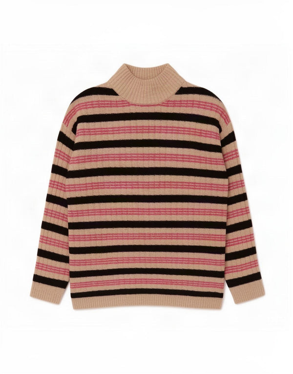Marks & Spencer Suéter con Cuello Alto para Mujer UK 6 XS Beige Rayas