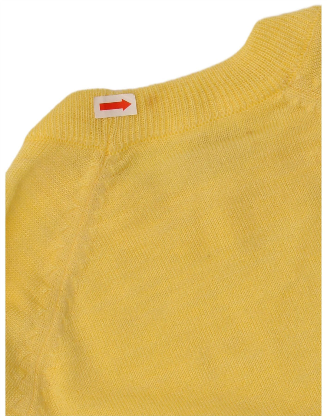 VINTAGE suéter de cuello redondo para mujer Reino Unido 16 amarillo grande
