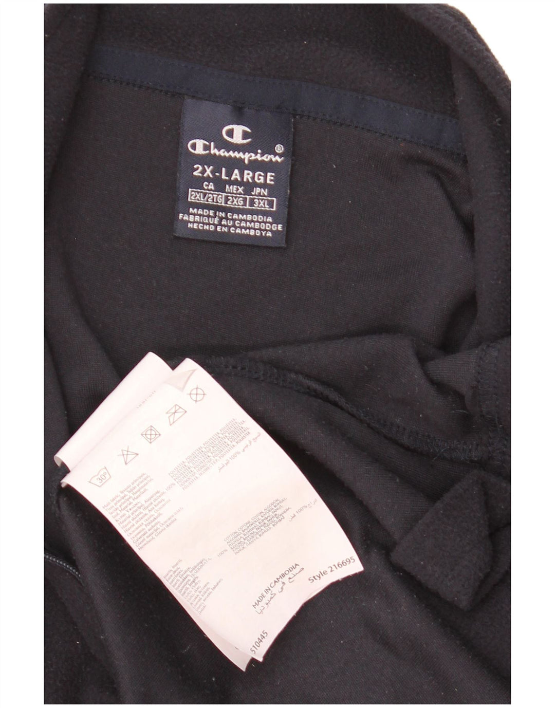 Champion Jersey de forro polar con cuello y cremallera para hombre 2XL Poliéster azul marino