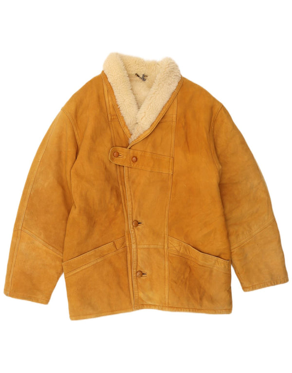 VINTAGE Chaqueta de piel de oveja para hombre IT 52 XL Beige Shearling