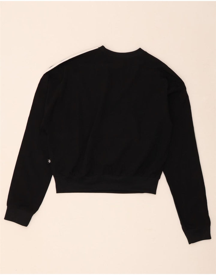 Adidas Mujer Crop Oversize Sudadera Jumper UK 8 Pequeño Poliéster Negro