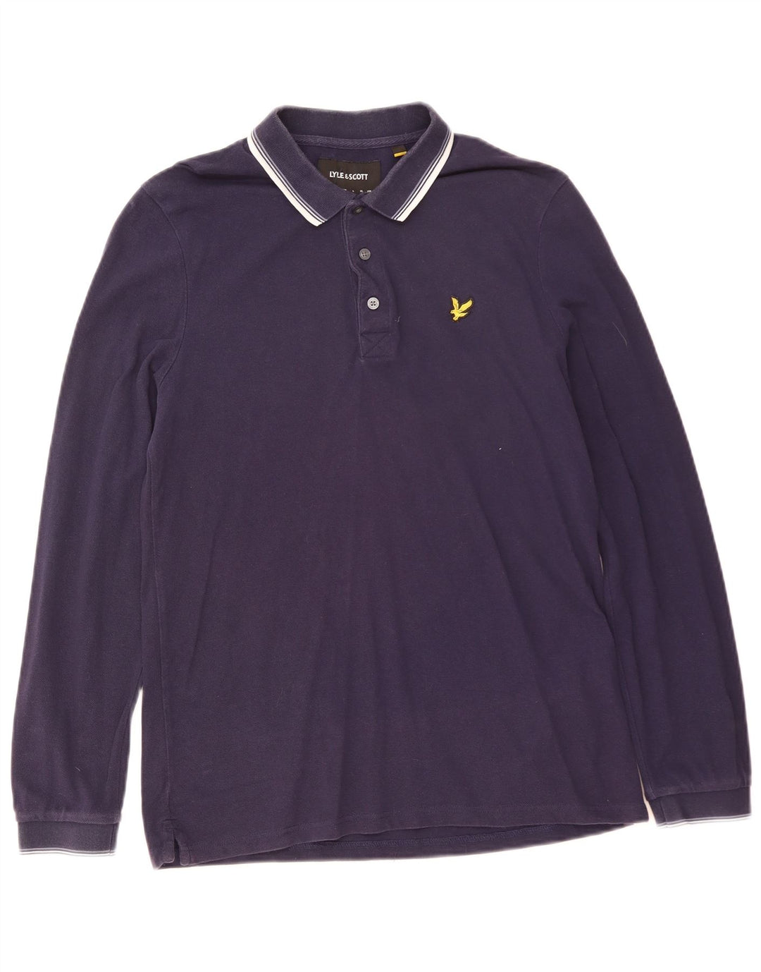 Lyle & Scott Polo de manga larga para hombre de algodón azul marino medio