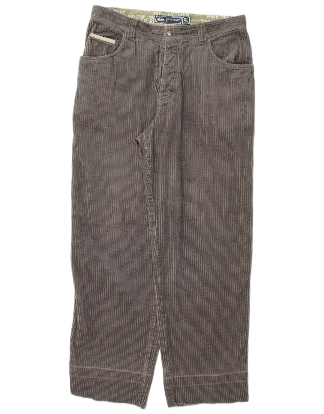 QUIKSILVER Pantalones rectos de pana para hombre XL W36 L32 Algodón gris