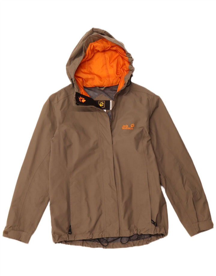 JACK WOLFSKIN Chaqueta impermeable con capucha para mujer UK 40/16 Large Beige Poliamida