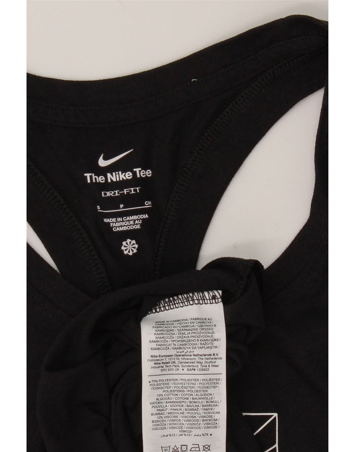 Nike Dri Fit Graphic Vest Top para mujer UK 10 Pequeño Poliéster negro