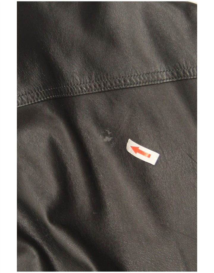 Marco Baldassari Chaqueta de cuero para mujer UK 20 2XL Negro