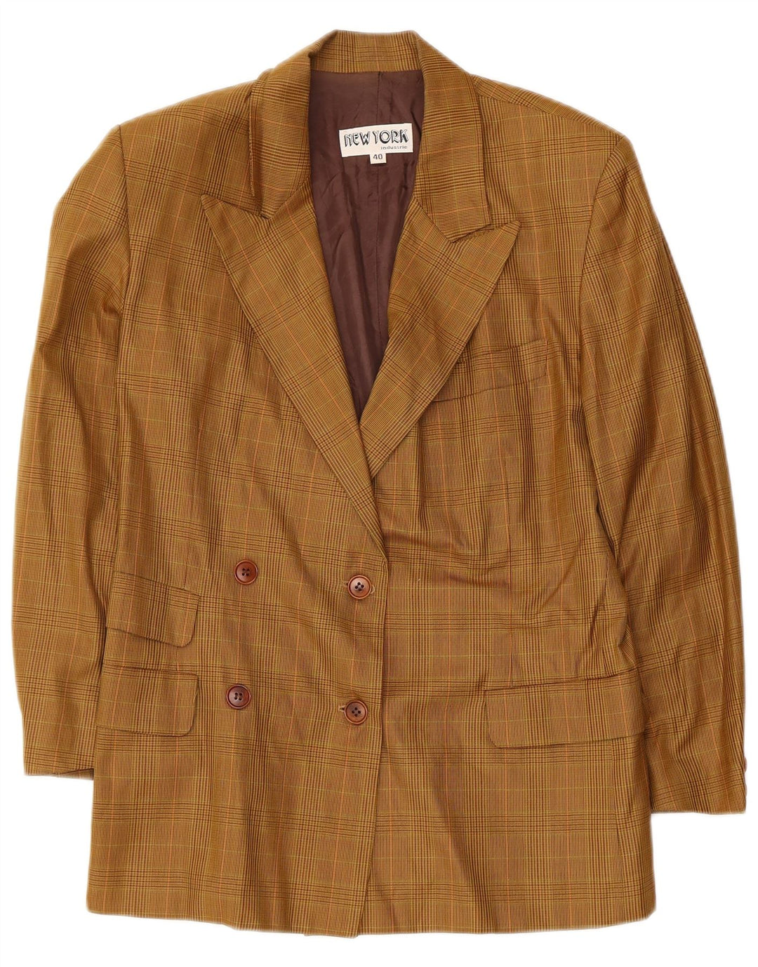 New York Industrie Chaqueta Blazer para Mujer IT 40 Small Beige Check