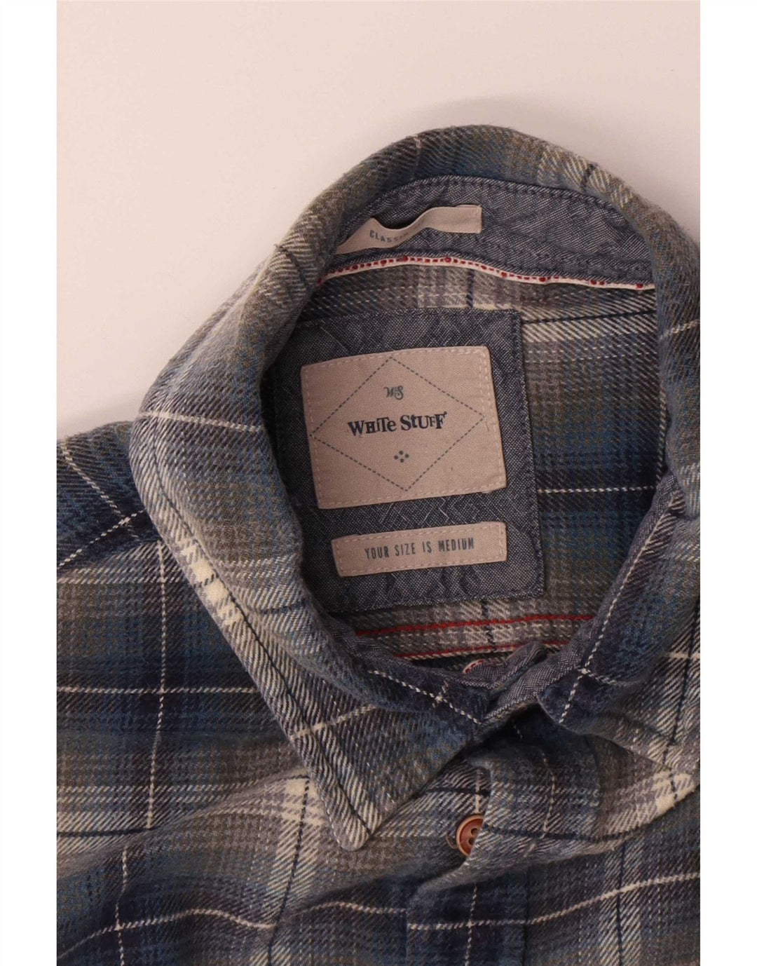 Camisa de franela de corte clásico para hombre de White Stuff de algodón a cuadros en azul medio