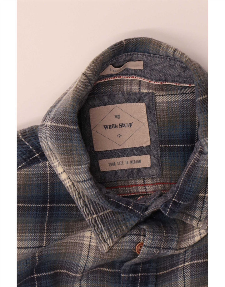 Camisa de franela de corte clásico para hombre de White Stuff de algodón a cuadros en azul medio
