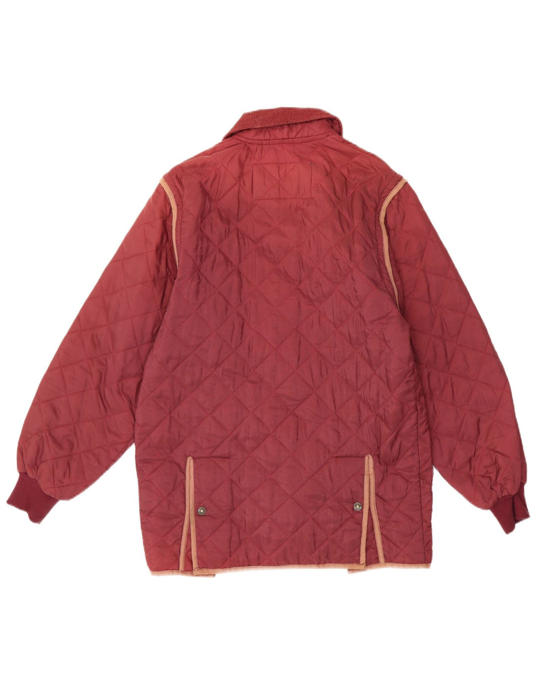 Vintage hombres chaqueta acolchada Reino Unido 36 pequeño nylon borgoña