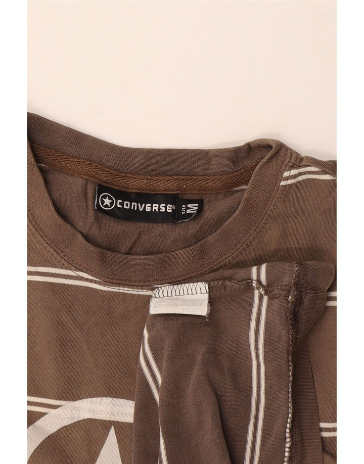 Camiseta con gráfico Converse para hombre Top de algodón a rayas marrón medio