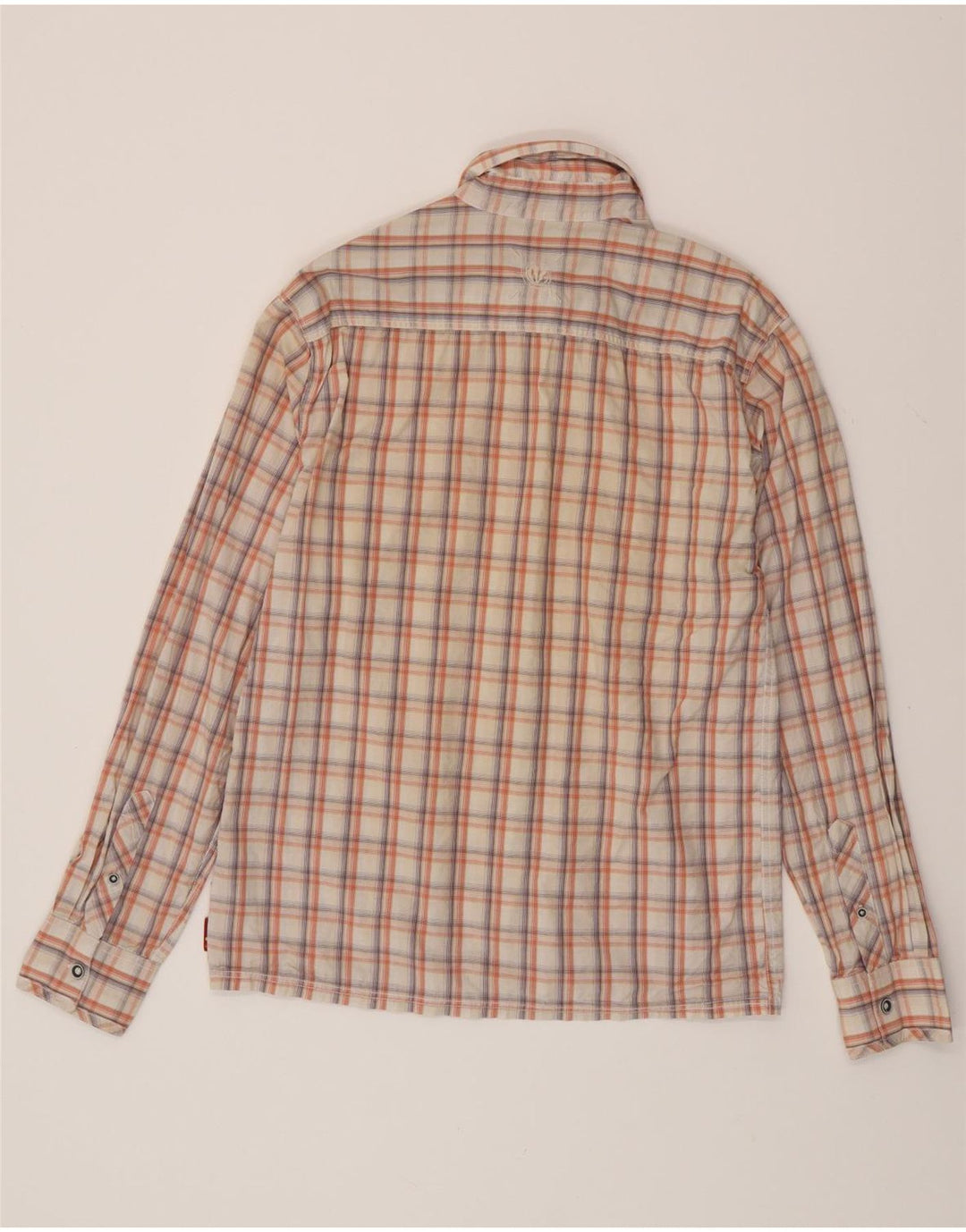 FAT FACE Camisa de franela para hombre de algodón a cuadros en color blanco roto pequeño