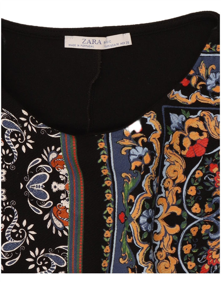 Zara Vestido caftán de manga 3/4 para mujer UK 42 Medium Black Patchwork