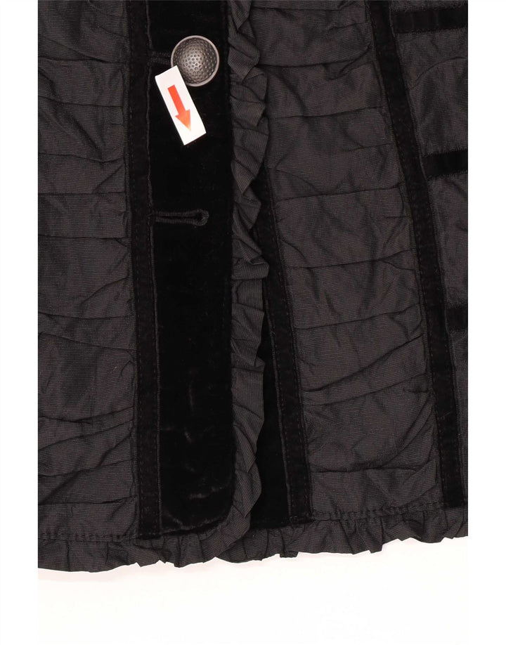 Vintage mujer 4 botones Blazer chaqueta Reino Unido 14 medio negro colorblock
