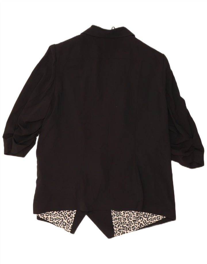 MARKS & SPENCER Chaqueta tipo blazer abierta de manga 3/4 para mujer UK 20 2XL Negro