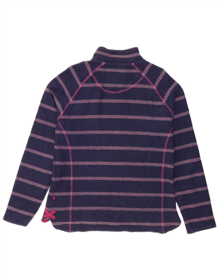 Weird Fish Sudadera con cremallera de 1/4 para mujer, talla 40, tamaño mediano, color azul marino a rayas