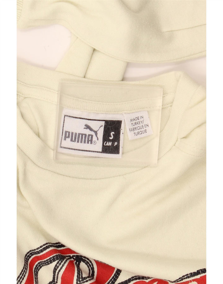 Puma Hombre Gráfico Top Manga Larga Pequeño Algodón Blanco
