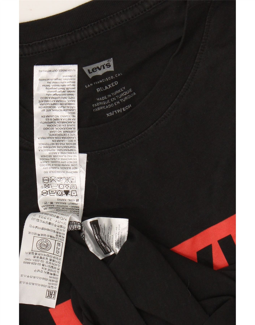 LEVI'S Camiseta gráfica de ajuste relajado para hombre Top XS Algodón negro