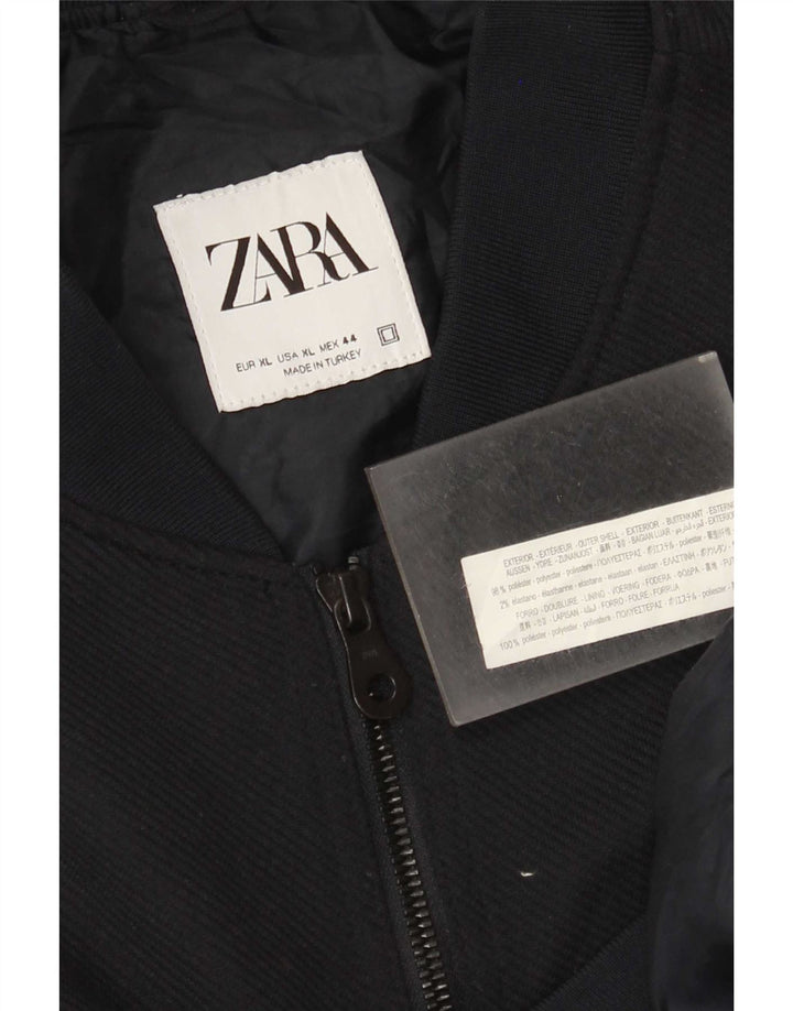 Zara Hombre Cazadora Bomber UK 42 XL Azul Marino Poliéster