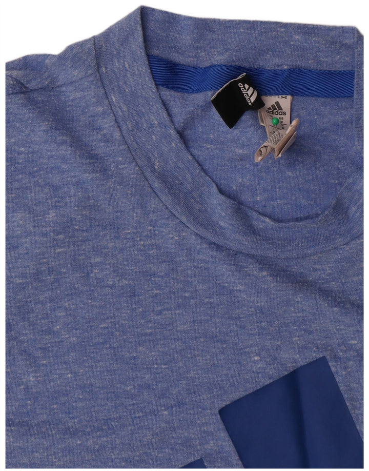 Adidas Hombre Camiseta Gráfica Top Poliéster Moteado Azul Medio