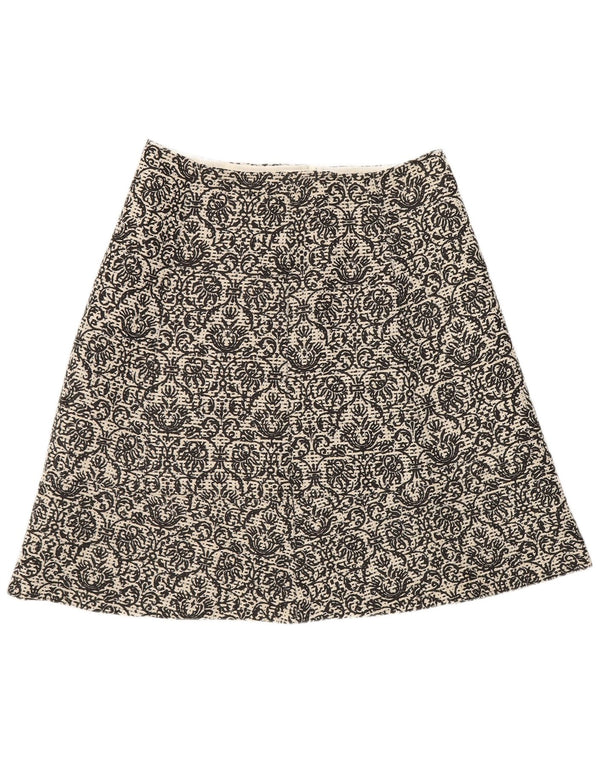 Benetton Falda Acampanada para Mujer UK 8 Small W27 Poliéster Floral Negro