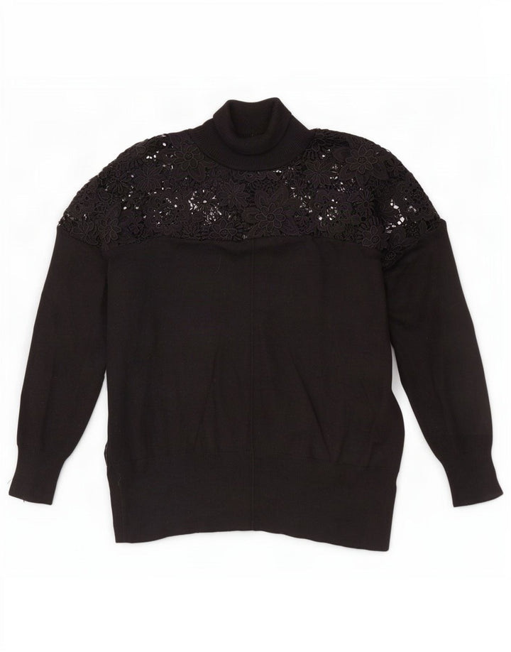 French Connection Suéter tipo jersey con cuello vuelto para mujer UK 44 Mediano Negro Floral