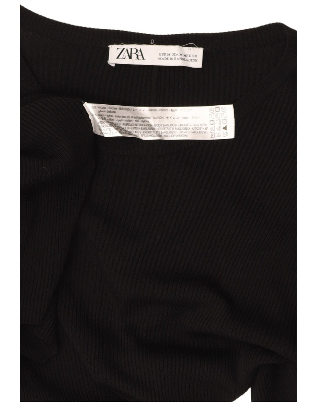 ZARA Vestido largo de manga larga para mujer UK 42 Medium Viscosa negra