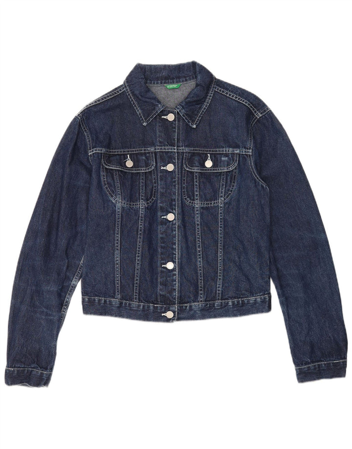 Benetton Chaqueta Vaquera Mujer UK 40 Large Algodón Azul
