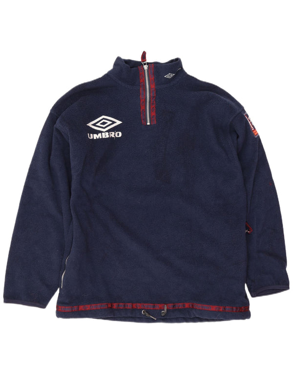 Umbro Jersey de forro polar con cuello con cremallera y gráfico para hombre grande Poliéster azul marino