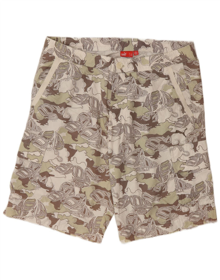 Puma Pantalones Cortos Cargo con Patrón Abstracto para Hombre Grande W36 Beige Camuflaje Moderno