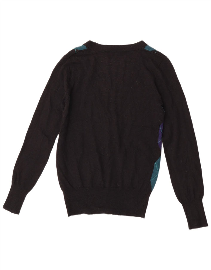 French Connection Suéter tipo cárdigan para mujer UK 44 Mediano Negro Argyle/Diamante