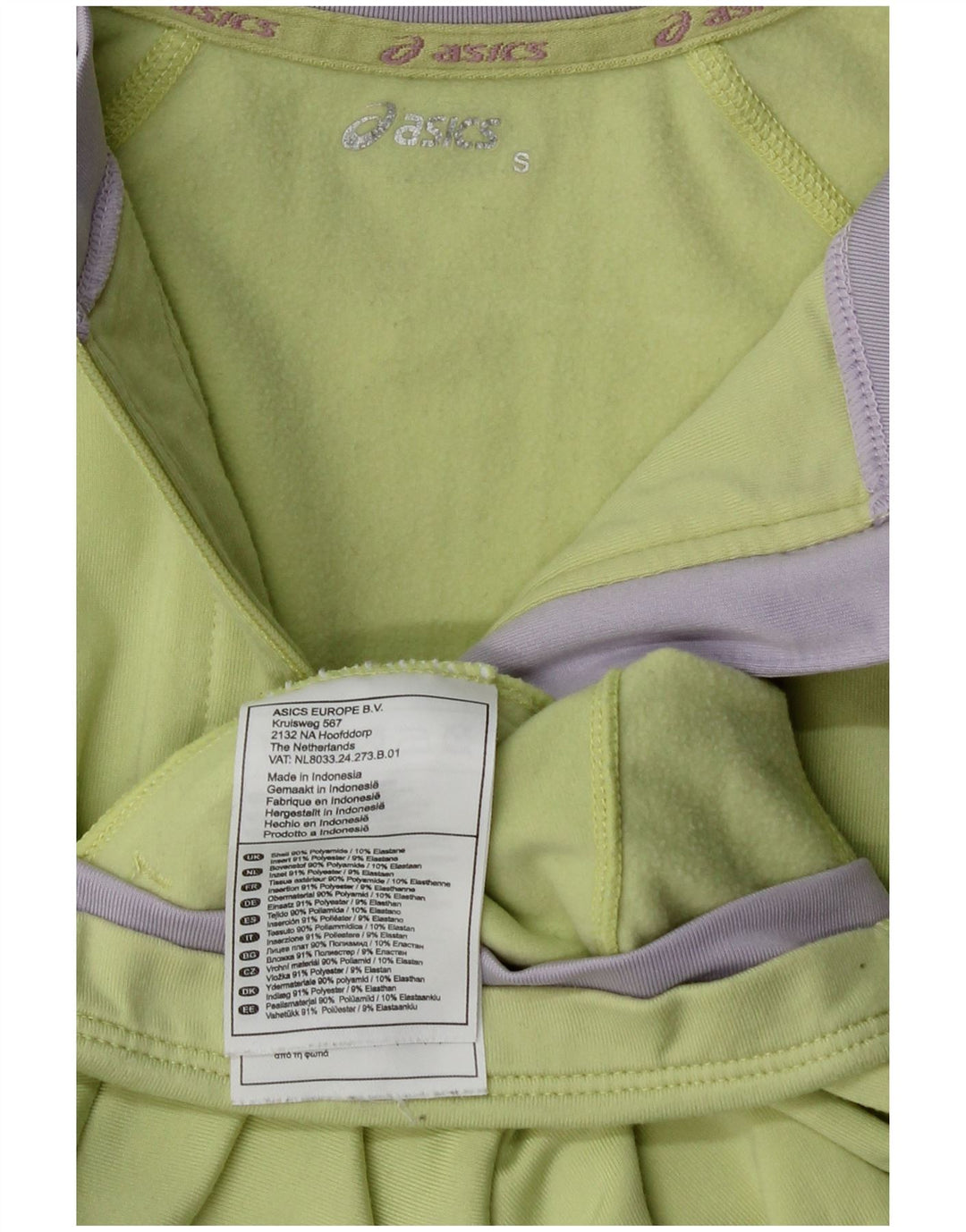 ASICS Top de chándal con estampado gráfico para mujer UK 10 Small Green Colourblock