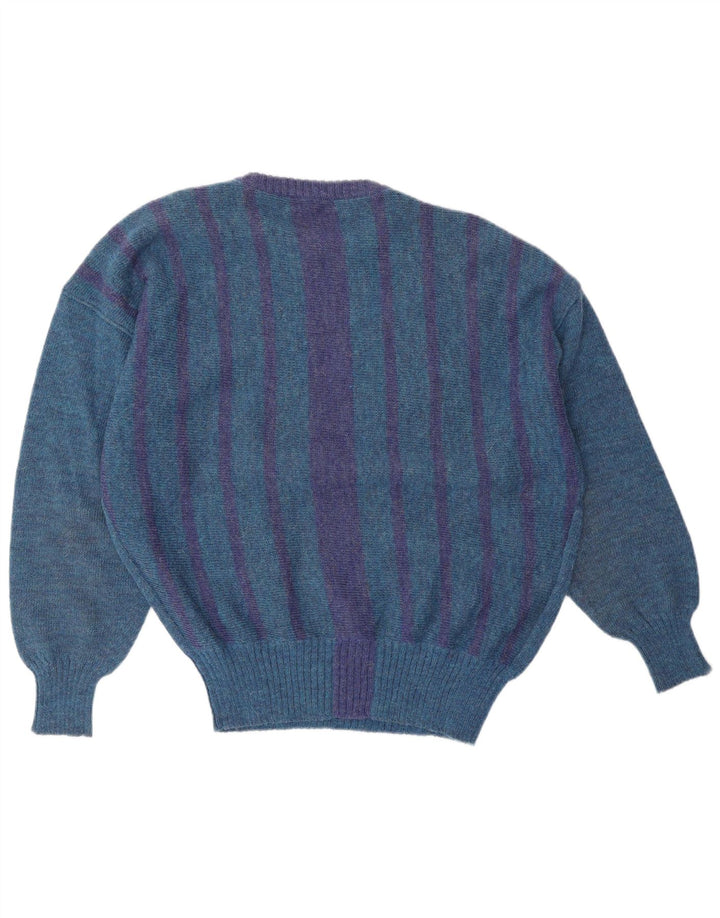 GIANNI VERSACE Jersey de cuello redondo para hombre, suéter clásico de rayas azules grandes