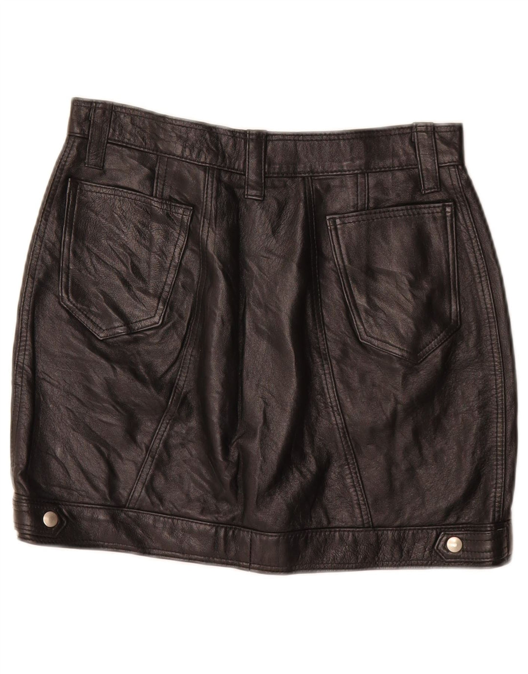 Vintage mujer mini falda de cuero W26 pequeño negro