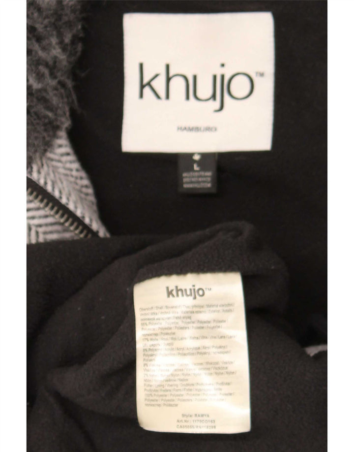 KHUJO Chaqueta parka con capucha para mujer UK 40 Grande Poliéster en espiga gris