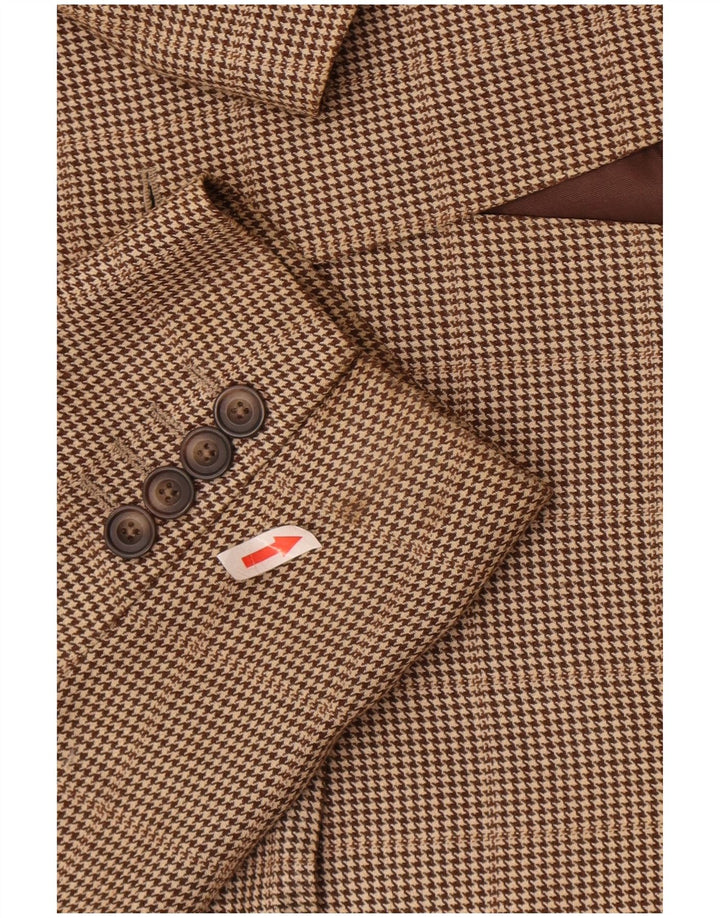 Aquascutum Chaqueta tipo blazer de 2 botones para hombre UK 42 XL Lana de pata de gallo marrón