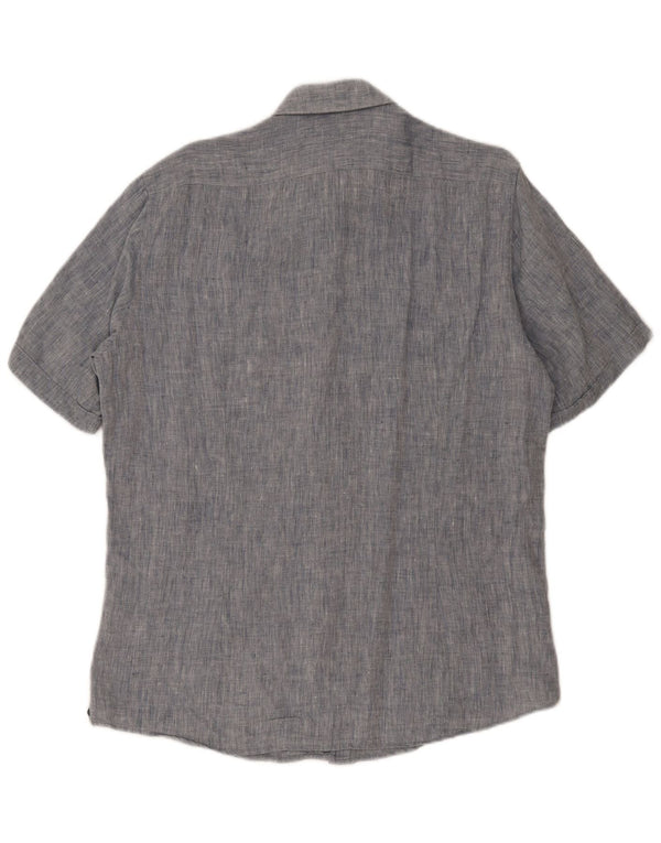Camisa Hugo Boss Hombre Manga Corta Algodón Azul Grande