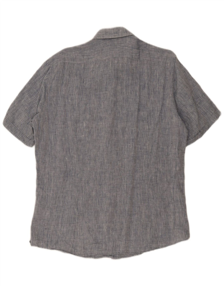 Camisa Hugo Boss Hombre Manga Corta Algodón Azul Grande