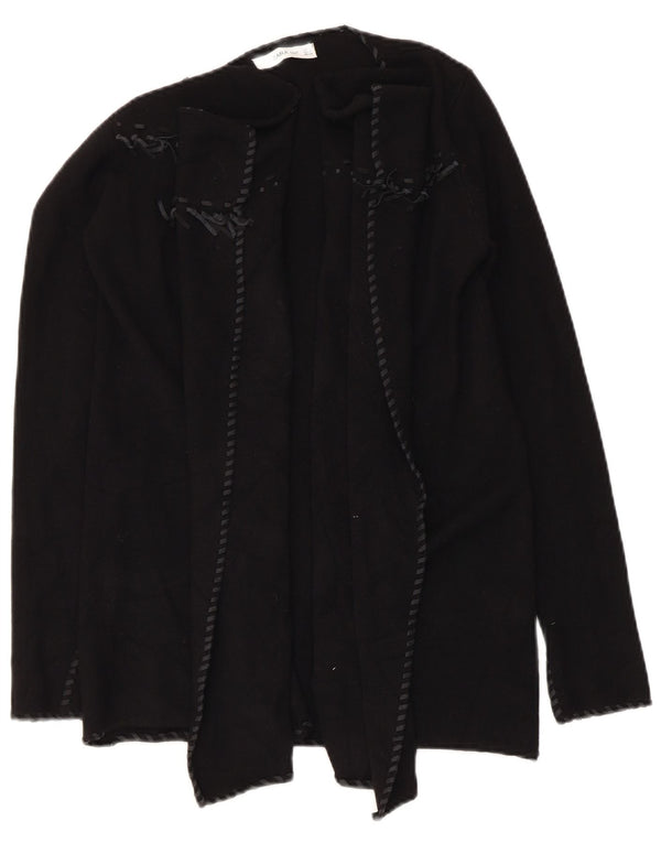 Zara Mujer Cárdigan Abierto Asimétrico Suéter UK 10 Small Poliéster Negro