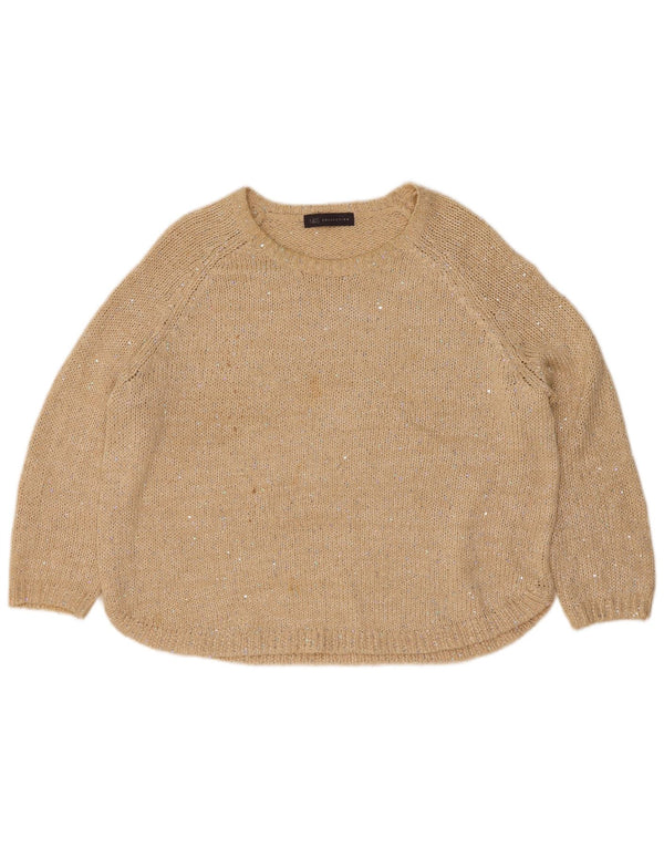 Marks & Spencer Jersey con Cuello Barco para Mujer UK 44 Grande Beige Moteado